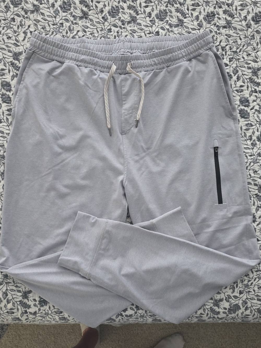 Vuori Light Gray Men's Jogger Sweatpants with Zippered Thigh Pocket